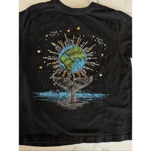 Recycled threads kids unisex XS 4-5 year planet earth black short sleeve t-shirt